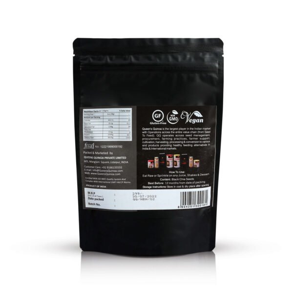 Queens Quinoa Black Chia Seeds Poly Pouch 250gm